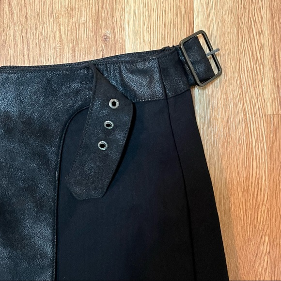 Armani Exchange Black Faux Suede/Knit Wrap Mini Skirt w/ Buckle Detail - Picture 5 of 9